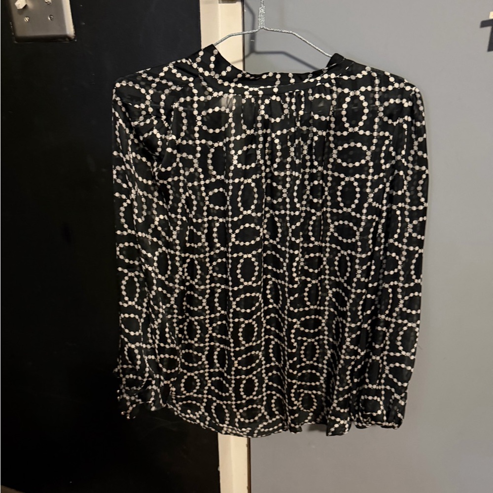 H&M Black Blouse with White Linked Dot Print